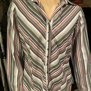 Striped Button-Up Women's Top